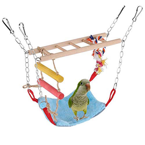 Anjing Bird Spielzeug-Set mit Holzleiter, warme Hängematte, Nestbett für Papageien, Sittiche, Nymphensittiche, Finken, Kakadu von Anjing