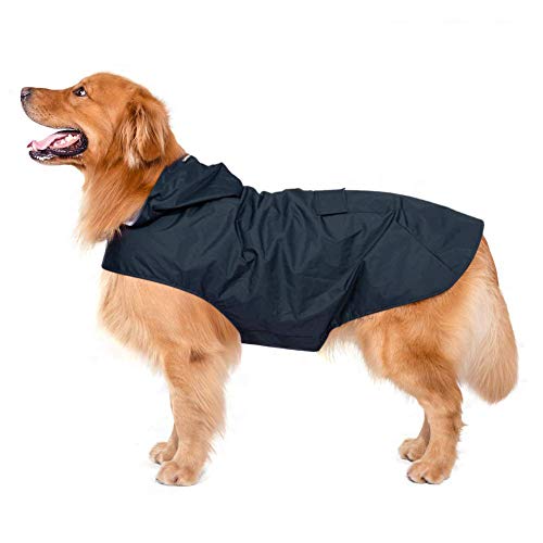 Anjing Hund Regenmantel mit Kapuze Kragen Loch Sicher Reflektierende Streifen Atmungsaktiv 100% Wasserdicht Regenjacke von Anjing