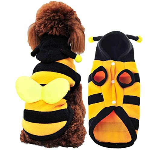 Anjing Kostüm für kleine Hunde und Katzen, Hummel, Halloween-Kostüm, Overall, Kostüm, Haustierkleidung, Gelb von Anjing