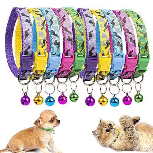 Anjing Katzenhalsband, reflektierend, verstellbar, mit farbigem Bel, 10 Stück von Anjing