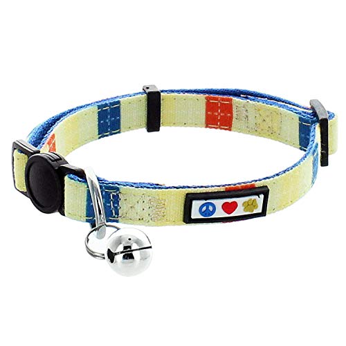 Anjing Pet Katzenhalsband, Mehrfarbig, mit Sicherheitsschnalle und abnehmbarem Glöckchen von Anjing