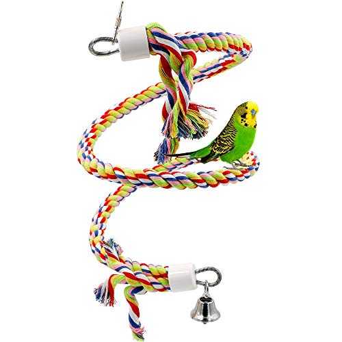 Anjing Seil für Papageien, mit Bungee, kleine oder mittelgroße Größe, natürlich, bunt, Perlenkäfig, Kauen von Anjing