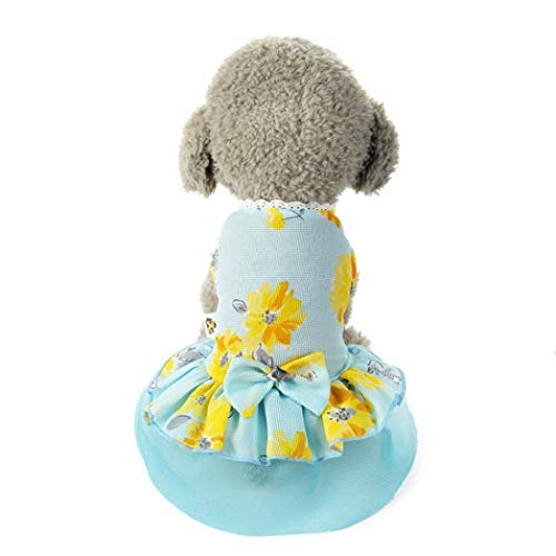 Anjing Tutu für Hunde und Katzen, Blumenmuster, Blau von Anjing