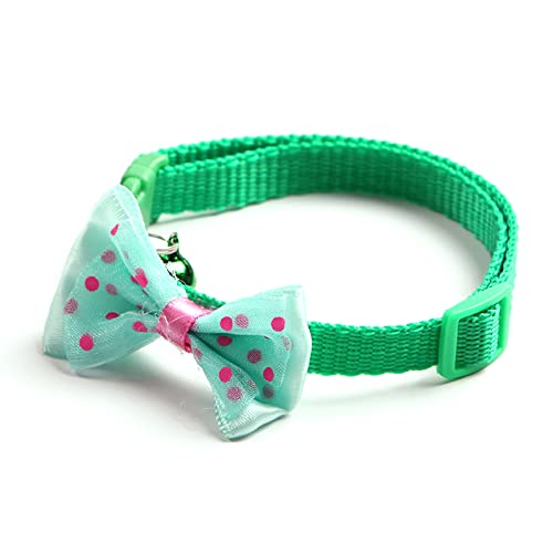 Anjing Erfrischendes grünes gepunktetes Katzenhalsband mit Schleife und Perlen-Charm, elastisches Stretchhalsband für Katzen von Anjing