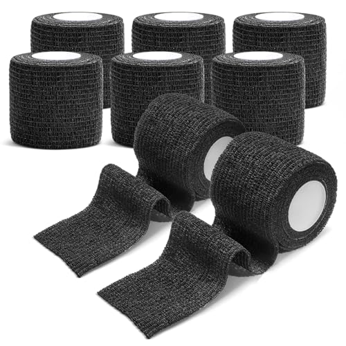 AnjoCare Selbstklebende Bandage Wrap(8 Pack),Atmungsaktive Verband,Kohäsive Bandage für Erste Hilfe,Sportverletzungen,Handgelenk Verstauchungen Schutz,Vet für Hunde(5CM X 4.5M),Schwarz von AnjoCare