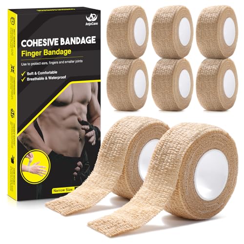 AnjoCare selbstklebende Bandage Wrap(8 Pack),atmungsaktive Verband, kohäsive Bandage für Erste Hilfe, Sportverletzungen, Handgelenk Verstauchungen Schutz, Vet für Hunde,(2.5CM X 4.5M) von AnjoCare