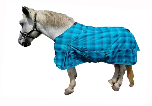 Ankaier Pferdedecke, 600D, vollständig wasserdicht, winddicht und atmungsaktiv, alleinstehend, mit Polyfill-Baumwolle (250 Gramm), mittelschwere Version, Blau mit Gitter, 190,5 cm von Ankaier