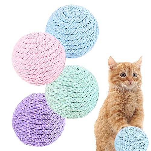 Anloximt Interaktiver Katzenspielzeugball,mit Klingelton, weiches interaktives Katzenballspielzeug | Baumwollschnur, einzigartiges kreatives Ballspielzeug für Katzen, Hunde, Kätzchen, Welpen von Anloximt