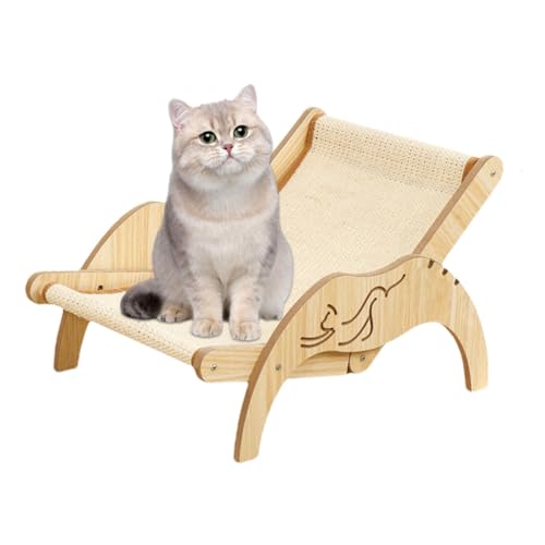 Anloximt Katzen-Sisal-Stuhl, Strandstuhl, Katzen-Hängematte - Hochbeet für Kätzchen, gemütliche Katzenliege,Katzenstuhl-Hängematte, Verstellbarer 3-Höhen-Kratzer, Kätzchen-Hochbett für kleine bis von Anloximt