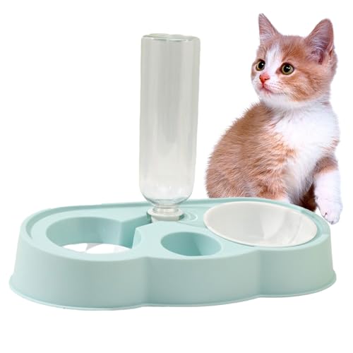 Anloximt Katzenfutterspender Automatisches Katzenfutter und Wasser | Wolkenförmige Futternäpfe für Katzen | Katzennäpfe mit großem Fassungsvermögen, Abnehmbarer selbstbewässernder Napf für Kätzchen von Anloximt