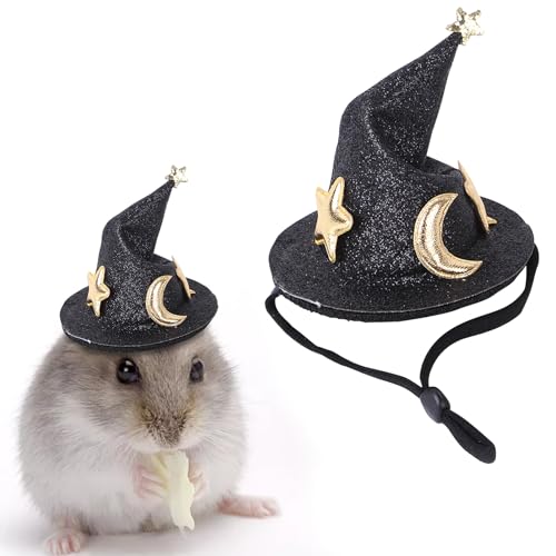 Anloximt Mini-Hamstermütze, Kleintiermütze,Partykostüm Zaubererhut für Hamster - Haustierhut mit verstellbarem elastischem Kinnriemen für Partys, Haustiergeburtstage von Anloximt
