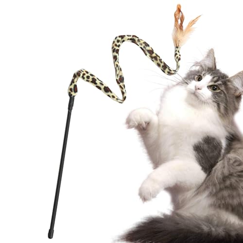 Anloximt Neckender Katzen-Federstab, Katzen-Teaser-Stick-Spielzeug | Cat Teasers Pet Catcher Stick Interaktiver Neckstab - Lustiges Leopardenmuster Kätzchen Teaser Zauberstab Katzenfederspielzeug für Anloximt Neckender Katzen-Federstab, Katzen-Teaser-Stick-Spielzeug | Cat Teasers Pet Catcher Stick Interaktiver Neckstab - Lustiges Leopardenmuster Kätzchen Teaser Zauberstab Katzenfederspielzeug für von Anloximt