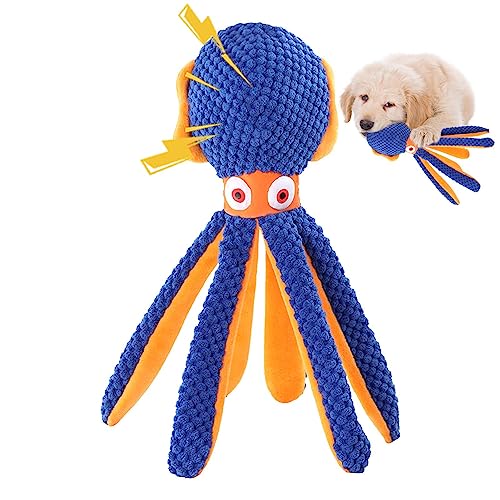 Anloximt Quietschendes Oktopus-Hundespielzeug,Haustier-Katzen-Hunde-Plüschtierzubehör Plüsch - Atmungsaktives, interaktives Spielzeug, Kauspielzeug, Hundebegleiter für mittelgroße kleine Welpen von Anloximt