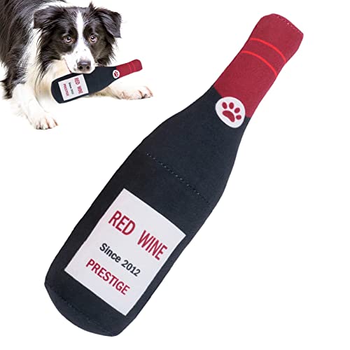 Anloximt Weinflasche Hundespielzeug,Red Wine Dog Quietschende Spielzeuge | Hündchenspielzeug, lustiges quietschendes Hundespielzeug, Kauspielzeug für kleine, mittelgroße Hunde und Welpen von Anloximt