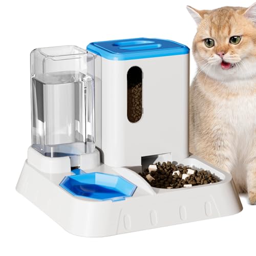 Automatischer Katzenfutterspender, Automatische Futterspender für Katzen - Transparenter automatischer Wasser- und Futterspender - Einfache Installation, rutschfest, große Kapazität, Anloximt von Anloximt