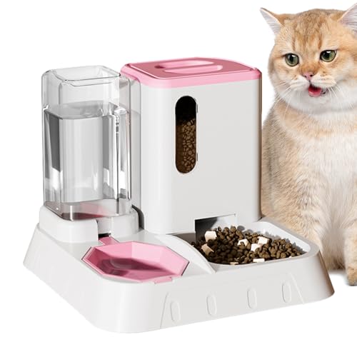 Futterautomaten für Katzen,Automatischer Futterautomat für Katzen, 2-in-1 transparenter Lebensmittelspender und automatischer Wasserspender, Abnehmbares Futterzubehör für Haustiere mit großem Anloximt von Anloximt