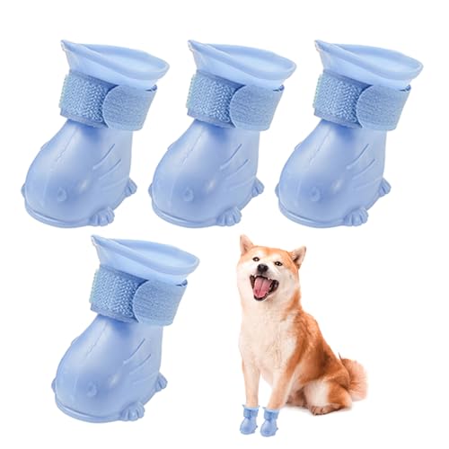 Hundestiefel für Schnee,Winter-Hundestiefel - rutschfeste Schneeschuhe für Hunde, Pfotenschutz | Weiche 4-teilige Schneestiefel für Hunde, verstellbare Welpenschuhe für Haustiere, kleine Anloximt von Anloximt