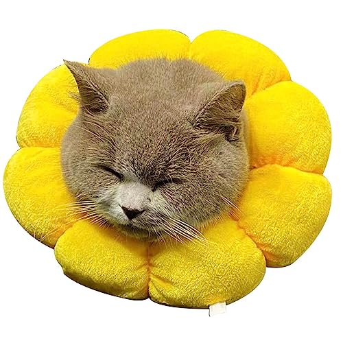 Katzenkegel, um mit dem Lecken aufzuhören,Verstellbarer Kragen in Sonnenblumenform aus Baumwolle - Schutzhalsband für kleine Katzen und Hunde, süßes, atmungsaktives elisabethanisches Halsband Anloximt von Anloximt