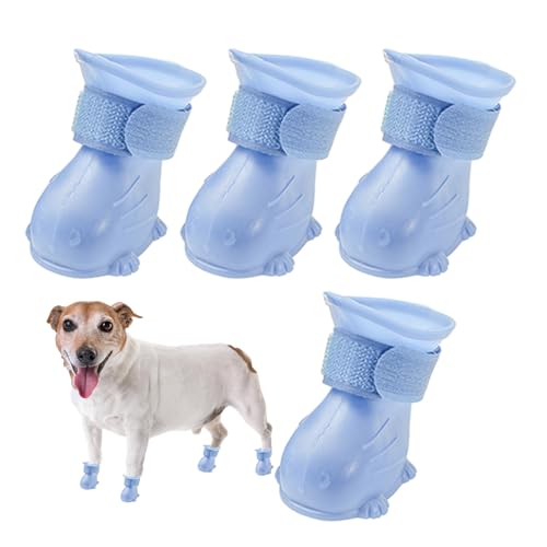 Winter-Hundestiefel,Kleine Hundestiefel - rutschfeste Schneeschuhe für Hunde, Pfotenschutz - Weiche 4-teilige Schneestiefel für Hunde, verstellbare Welpenschuhe für Haustiere, kleine Hunde Anloximt von Anloximt