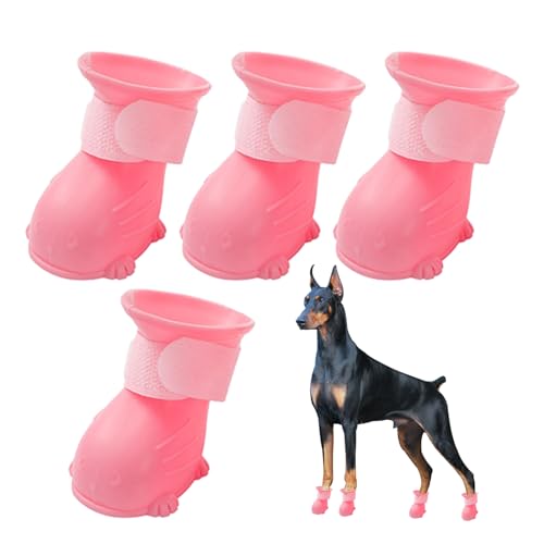 wasserdichte Hundestiefel,Hundestiefel für Schnee,rutschfeste Winterschuhe für Hunde | Weiche, verstellbare Welpenschuhe, 4 Stück Schneestiefel für kleine Hunde, Welpen, Haustiere Anloximt von Anloximt