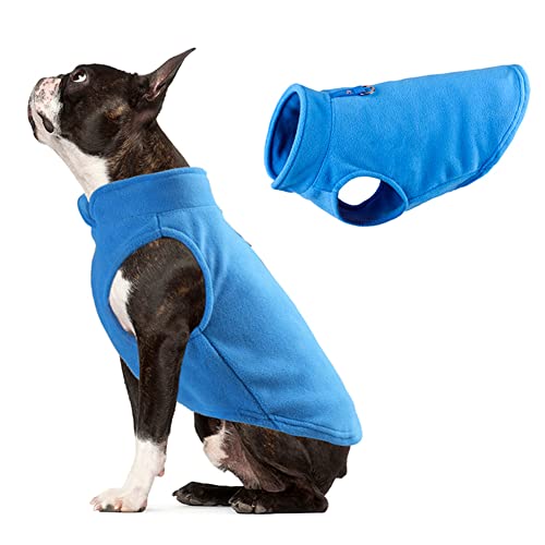 Anlrion Wintermantel für Hunde, warm, Mantel für Hunde, doppelseitig aus Fleece, Kleidung für kleine mittelgroße Hunde, Blau L von Anlrion