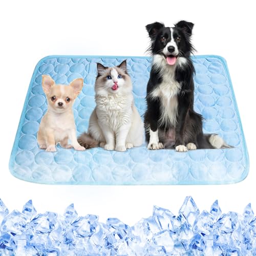 Anluomafuy Kühlmatte Hunde, 70×55 cm Pet Cooling Mat, Kühldecke für Tiere, Abwischbar, Robust, Kühlmatte für Hunde und Katzen im Innen- und Außenbereich und in Kisten im Heißen Sommer (Blau) von Anluomafuy
