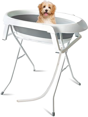 Anmas Power Small Pet Bathtub, Raised Pet Bath,Multifunctional Foldable Pet Bath with Drainage Tube, Portable Bath for Small Dogs and Cats (Gray) von Anmas Power