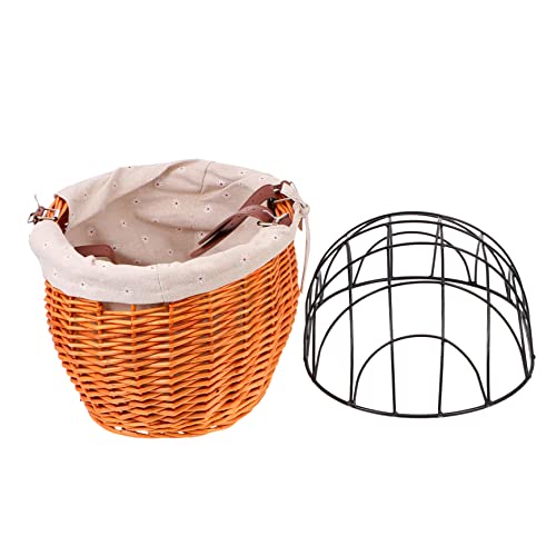 Anneome Wasserfester Handgewebter Rattan Fahrradkorb mit Robustem Eisenrahmen Langlebiger Lenkerkorb für Katzen und Hunde Vielseitiger Korb für Outdoor Radtouren Zufällige von Anneome