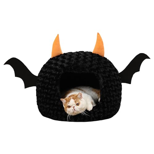 Annewi Katzenbett, Halloween Teufelsform Katzenbett, niedliches warmes Dämonenstil, Katzenhöhlenbett, Katzenhaus-Katzenzelt, Ganzjahres-Katzenzelt, ultraweiches Plüschkissen für kleine, mittelgroße Annewi Katzenbett, Halloween Teufelsform Katzenbett, niedliches warmes Dämonenstil, Katzenhöhlenbett, Katzenhaus-Katzenzelt, Ganzjahres-Katzenzelt, ultraweiches Plüschkissen für kleine, mittelgroße von Annewi
