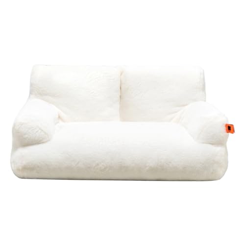 Annewi Katzenbetten für Indoor-Katzen, waschbares Plüsch-Haustiersofa, warmes Katzennest, Katzen-Couch, abnehmbares kleines Hundesofa, Plüsch-Welpenbett für kleine, mittelgroße Hunde, Katzen (Weiß) von Annewi