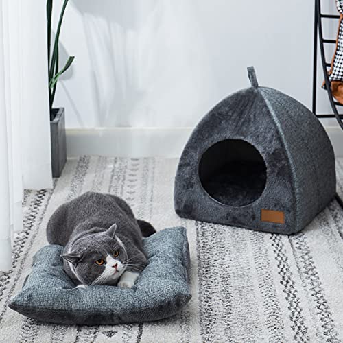 Annewi Katzenbetthöhle, geschlossenes warmes Plüsch-Schlafnest, zerlegt, waschbar, Versteckbett für Indoor-Katzen für kleine, mittelgroße und große Hunde, Katzen (L) von Annewi