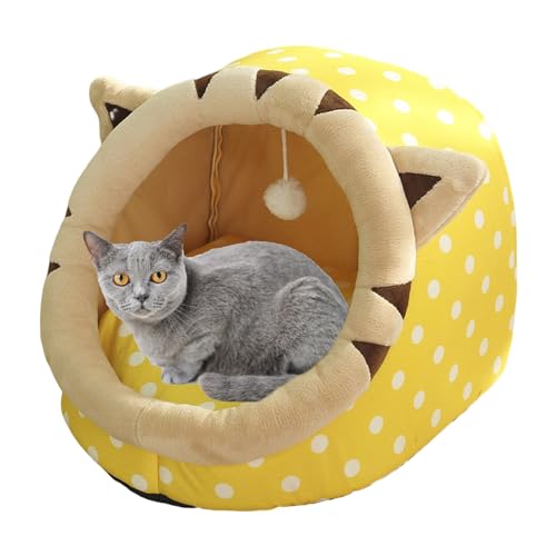 Annewi Katzenhöhle, Katzenbetten für Indoor-Katzen, Abnehmbares halbgeschlossenes kleines Hundebett, ausgestattet mit einem abnehmbaren Sofakissen, mit Katzenballspielzeug, rutschfest für Annewi Katzenhöhle, Katzenbetten für Indoor-Katzen, Abnehmbares halbgeschlossenes kleines Hundebett, ausgestattet mit einem abnehmbaren Sofakissen, mit Katzenballspielzeug, rutschfest für von Annewi