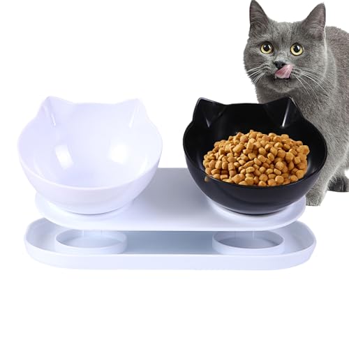 Annewi Katzennäpfe für Indoor-Katzen, abnehmbar, erhöht, geneigt für Futter und Wasser, orthopädische Katzennäpfe gegen Erbrechen, Futterfütterung, erhöhtes Geschirr für Welpen und Kaninchen, Katzen von Annewi