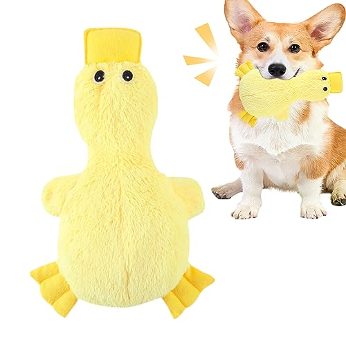 Annewi Quietschendes Hundespielzeug, Beißspielzeug für Welpen, Entenform, Kauspielzeug aus Plüsch, Hundespielzeug mit Sound, bissfest, Stofftiere zum Zähneputzen, süßes Zahnspielzeug zum Entspannen von Annewi