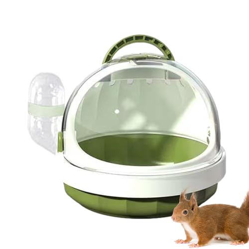 Hamsterkäfig, tragbarer Kleintier-Reisekäfig, Zwerghamsterkäfig, Panorama-Tasche, Meerschweinchen-Reiseträger mit abnehmbarer Wasserflasche für Hamster, Kaninchen (Grün) von Annewi
