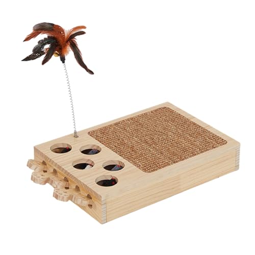 Katzenkratzer, Weiche Feder Interaktiver Katzenkratzer, Katzenkratzbrett, 2 in 1 Lustige Modische Katze Spielbedarf mit Whack Mole für Pet Shop, Home, Cattery, Indoor von Annewi