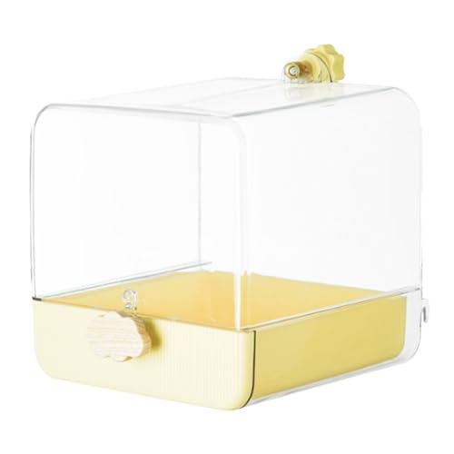Vogelfutterspender für den Außenbereich, Käfig-Papageien-Badewanne mit unterer Schublade, geräumige Sittiche, tragbare Dusche, Vogelfutterstation Fenster für Wald, Garten, Baum, Terrasse (Gelb) von Annewi