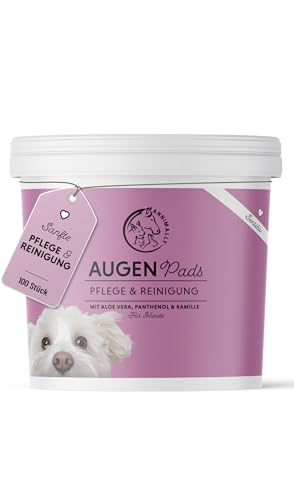 Annimally Augenpads Hund & Katze - 100x Augenpads zum Tränenflecken beim Hund entfernen und zur Augenpflege für Hunde - Augenreiniger für Hunde mit Aloe Vera, Kamille und Panthenol - Hundepflege von Annimally