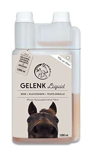 Annimally Gelenk Liquid für Pferde 1000ml mit Teufelskralle, Glucosamin und MSM (Schwefel) flüssig - Für die Stärkung der Gelenke beim Pferd - Alternative zu Pulver von Annimally