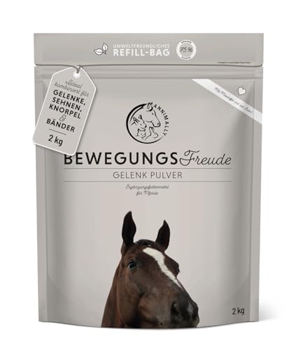 Annimally Gelenk Pulver für Pferde 2kg mit MSM (Schwefel), Glucosamin, Hyaluronsäure, Teufelskralle, Chondroitin - Zusatzfutter für die Stärkung der Gelenke beim Pferd - Alternative zu Liquid von Annimally