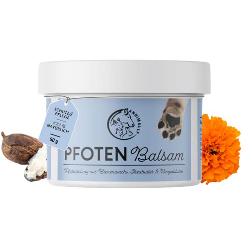 Hunde Pfotenbalsam 50g - Pfotenpflege für Hundepfoten mit Bienenwachs, Sheabutter & Ringelblumenöl - Ideal für die Wundheilung und den Pfotenschutz beim Hund von Annimally