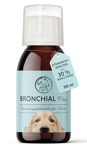 Annimally Bronchial Liquid für Hunde I Bronchial Plus 100ml Saft für Atemwege beim Hund - Reich an Thymian, Echinacea, Salbei & 9 weiteren Atemkräutern von Annimally