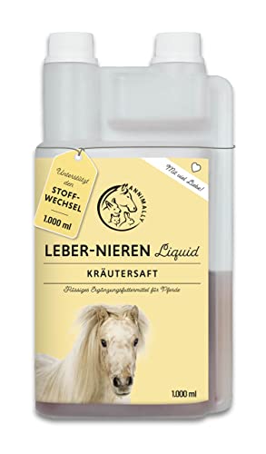 Annimally Leber Nieren Liquid für Pferde - 1000ml Kräutersaft mit Mariendistel & Artischocke für die Leber - Nierensaft für einen gesunden Stoffwechsel beim Pferd von Annimally
