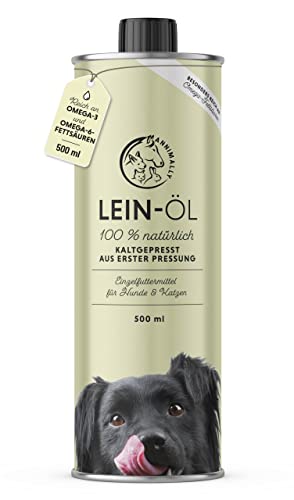 Annimally Leinöl für Hunde 500ml - Leinsamenöl kaltgepresst reich an Omega 3 & 6 Fettsäuren & Vitamin B - Barf Öl für Hund, Katze und Pferd geeignet I Reines Naturprodukt aus Deutschland von Annimally