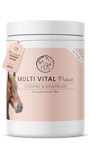Annimally Multi Vital Pulver für Pferde - 550 g Multivitamin Vitamin B Komplex Immunsystem Pulver mit Vitamin A, D3, Vitamin E, B1, B2, B3, B5, B6, Vitamin C, Vitamin B12, sowie Folsäure und Zink von Annimally