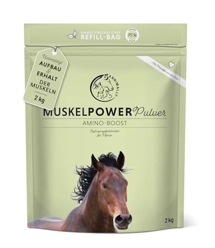 Annimally Muskelaufbau Pulver für Pferde 2kg mit Sojaprotein, Lysin, Carnitin, Threonin, Methionin - Amino Zusatzfutter für die Stärkung der Muskulatur beim Pferd - Alternative zu Liquid von Annimally