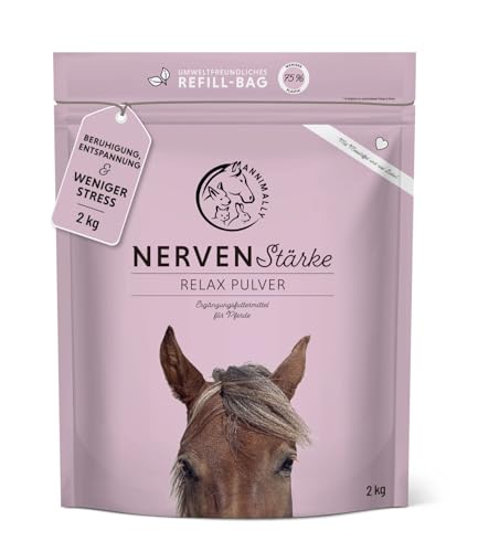 Annimally Nervenstärke - Pferde Relax Nerven Pulver 2kg zur Beruhigung beim Pferd - Nervenkräuter mit Magnesium, Tryptophan, Baldrian, Passionsblume & Hanföl gegen Angst, Stress & für Transport Annimally Nervenstärke - Pferde Relax Nerven Pulver 2kg zur Beruhigung beim Pferd - Nervenkräuter mit Magnesium, Tryptophan, Baldrian, Passionsblume & Hanföl gegen Angst, Stress & für Transport von Annimally
