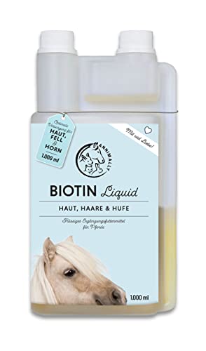 Annimally Pferd Biotin Zink Liquid 1000ml - Pflege für Haut, Haare & Hufe für Pferde - Biotin, Zink und MSM flüssig für EIN gesundes Fell - Fellpflege & Hufpflege für Pferde von Annimally