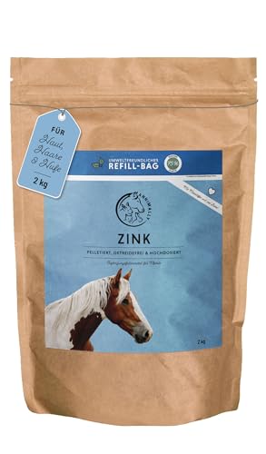 Annimally Zink für Pferde - Zink Pellets (2kg) hochdosiert mit Schwarzkümmel, Zeolith, Esparsette und Bierhefe für Haut, Haare & Hufe von Annimally