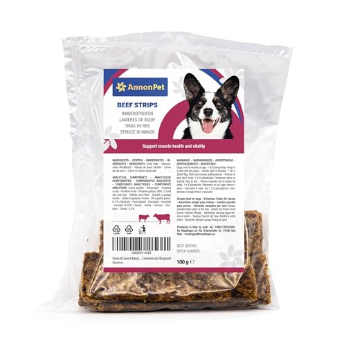 AnnonPet® Rinderfleisch-Snacks für Hunde – reich an Eiweiß, 100% natürlich, ideal für Training und Barfing, Kausnack für Hunde, 100 g von Annonpet